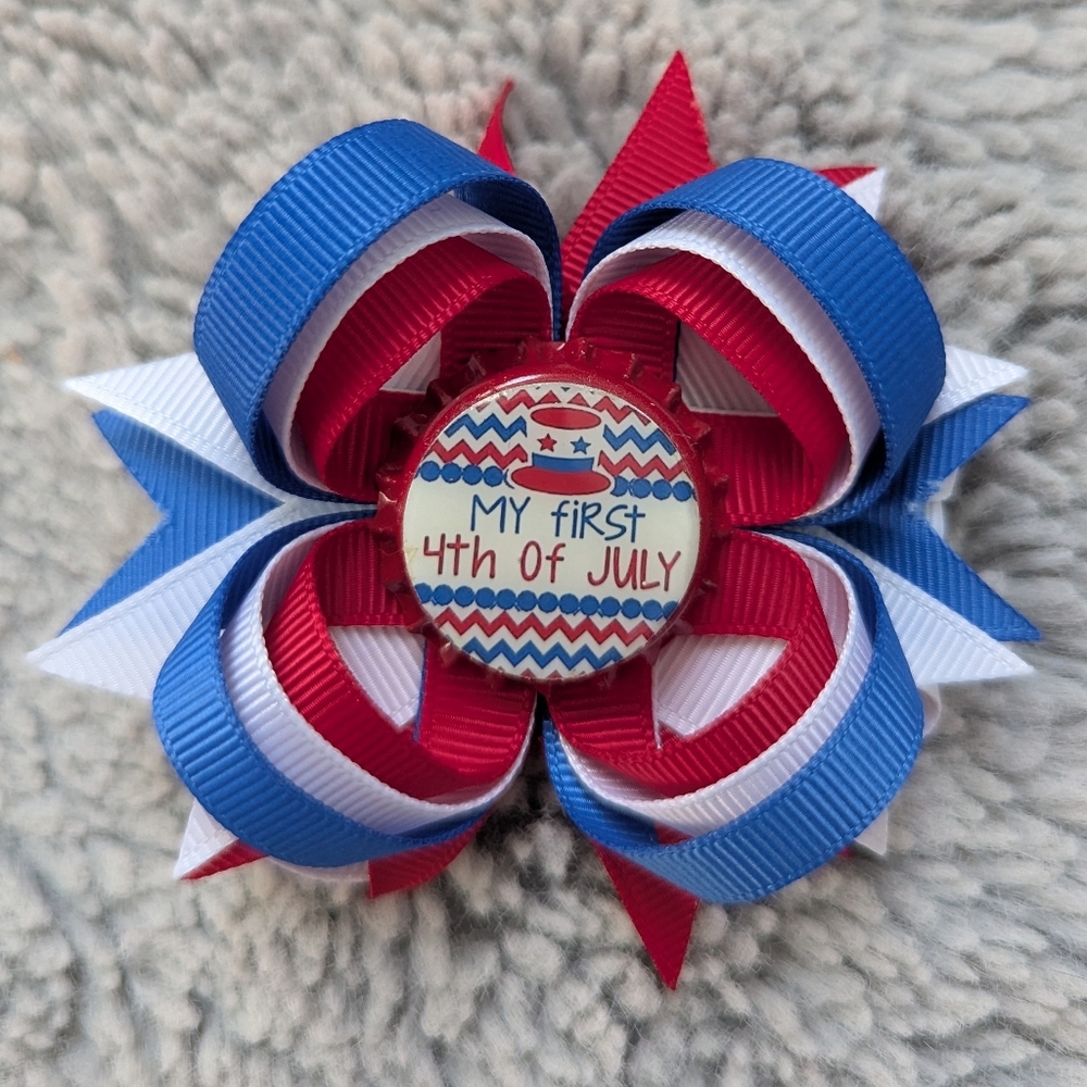 My First Fourth of July Boutique Hair Bow Clip